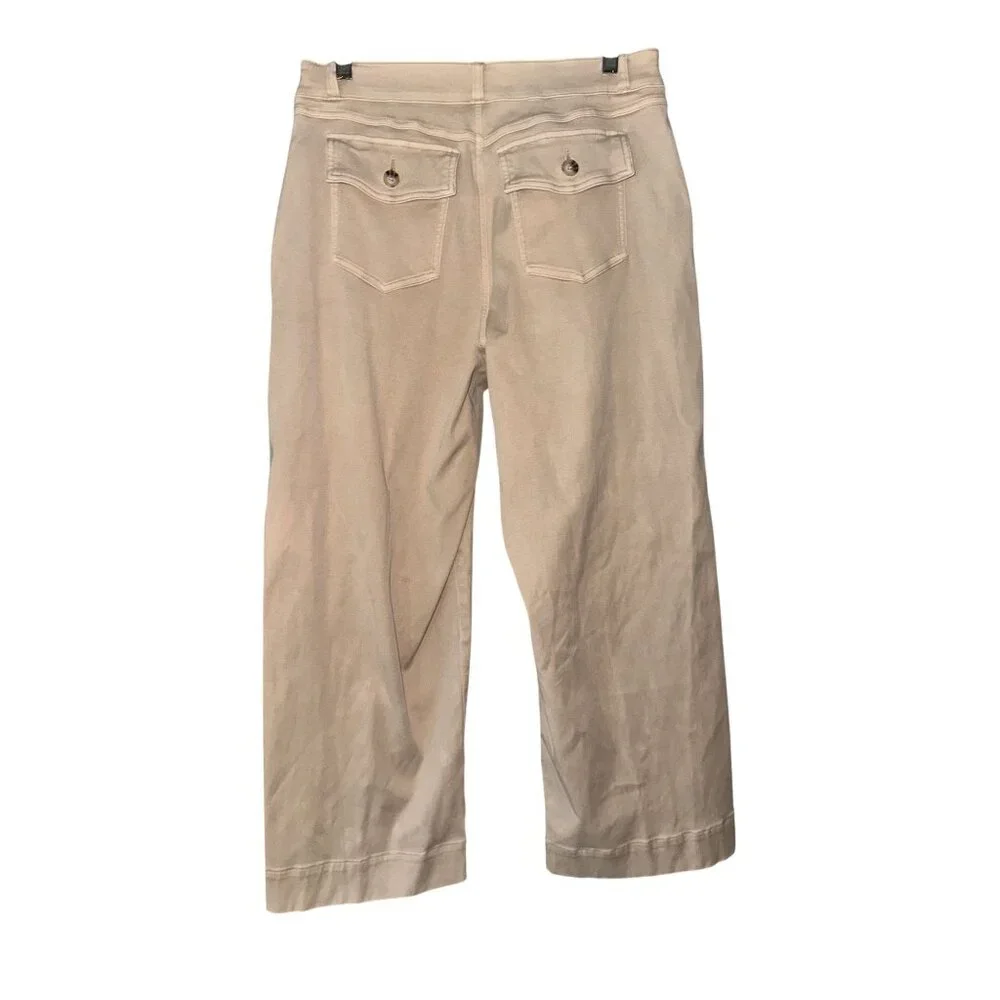 SPANX xl Tan Wide-Leg Cropped Pants Button Pockets For Women - Picture 3 of 8